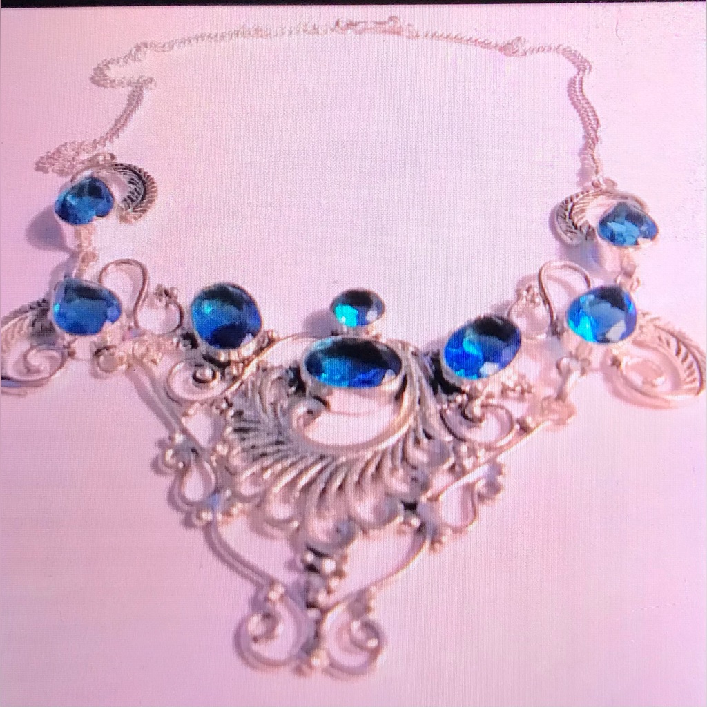 Blue Topaz 925 Sterling Silver Necklace 115$
